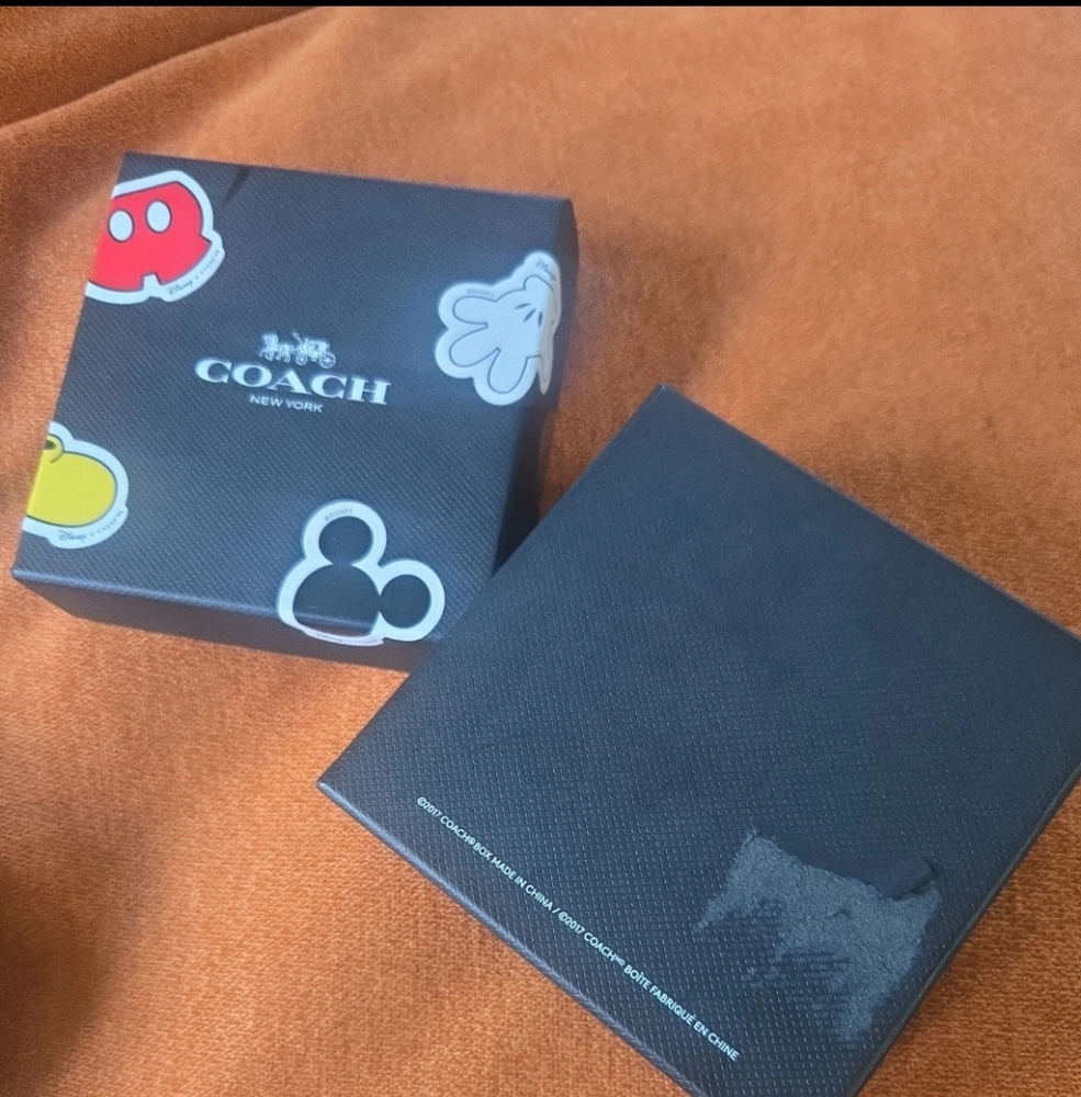 Coach Mickey Mouse Body Parts Shorts Leather Black Cord Bracelet in Box - Picture 4 of 8